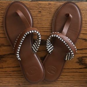 Sandal, flip flop, seersucker, never worn